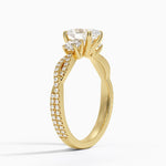 Luxe Three Stone Petite Twisted Vine Diamond Ring Yellow Gold 18k Oval Engagement Ring