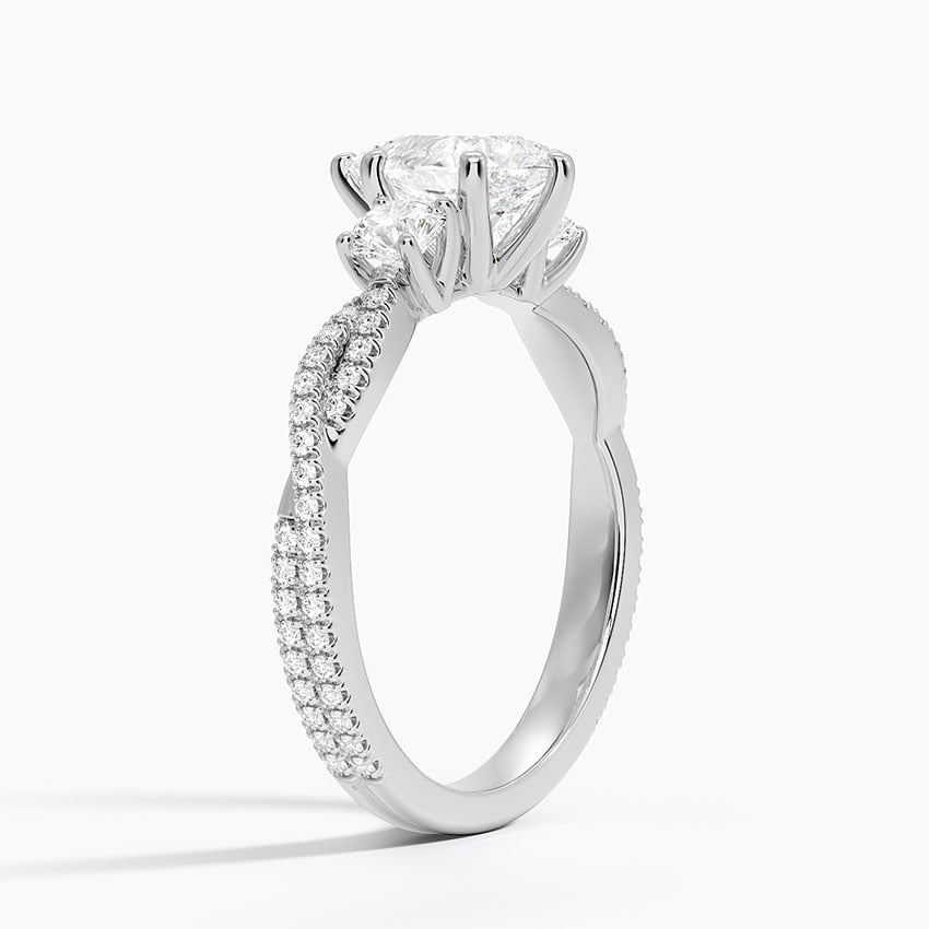 Luxe Three Stone Petite Twisted Vine Diamond Ring Platinum Pear Engagement Ring