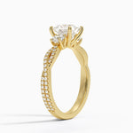 Luxe Three Stone Petite Twisted Vine Diamond Ring Yellow Gold 18k Princess Engagement Ring