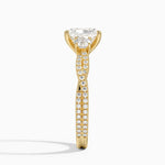 Luxe Three Stone Petite Twisted Vine Diamond Ring Yellow Gold 18k Radiant Engagement Ring