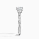 Luxe Three Stone Petite Twisted Vine Diamond Ring Platinum Round Engagement Ring