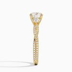 Luxe Three Stone Petite Twisted Vine Diamond Ring Yellow Gold 18k Round Engagement Ring