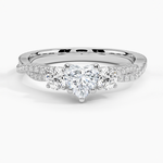 Luxe Three Stone Petite Twisted Vine Diamond Ring Platinum Heart Engagement Ring