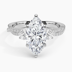 Luxe Three Stone Petite Twisted Vine Diamond Ring Platinum Marquise Engagement Ring