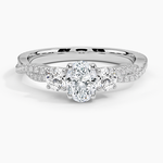Luxe Three Stone Petite Twisted Vine Diamond Ring Platinum Oval Engagement Ring