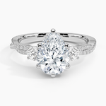 Luxe Three Stone Petite Twisted Vine Diamond Ring Platinum Pear Engagement Ring