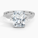 Luxe Three Stone Petite Twisted Vine Diamond Ring Platinum Radiant Engagement Ring