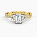 Luxe Three Stone Petite Twisted Vine Diamond Ring Yellow Gold 18k Emerald Engagement Ring
