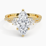 Luxe Three Stone Petite Twisted Vine Diamond Ring Yellow Gold 18k Marquise Engagement Ring