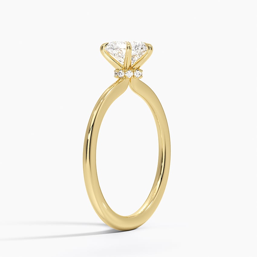 Petite Secret Halo Diamond Ring Yellow Gold 18k Heart Engagement Ring