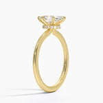 Petite Secret Halo Diamond Ring Yellow Gold 18k Marquise Engagement Ring
