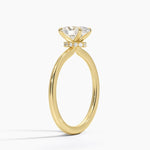 Petite Secret Halo Diamond Ring Yellow Gold 18k Oval Engagement Ring