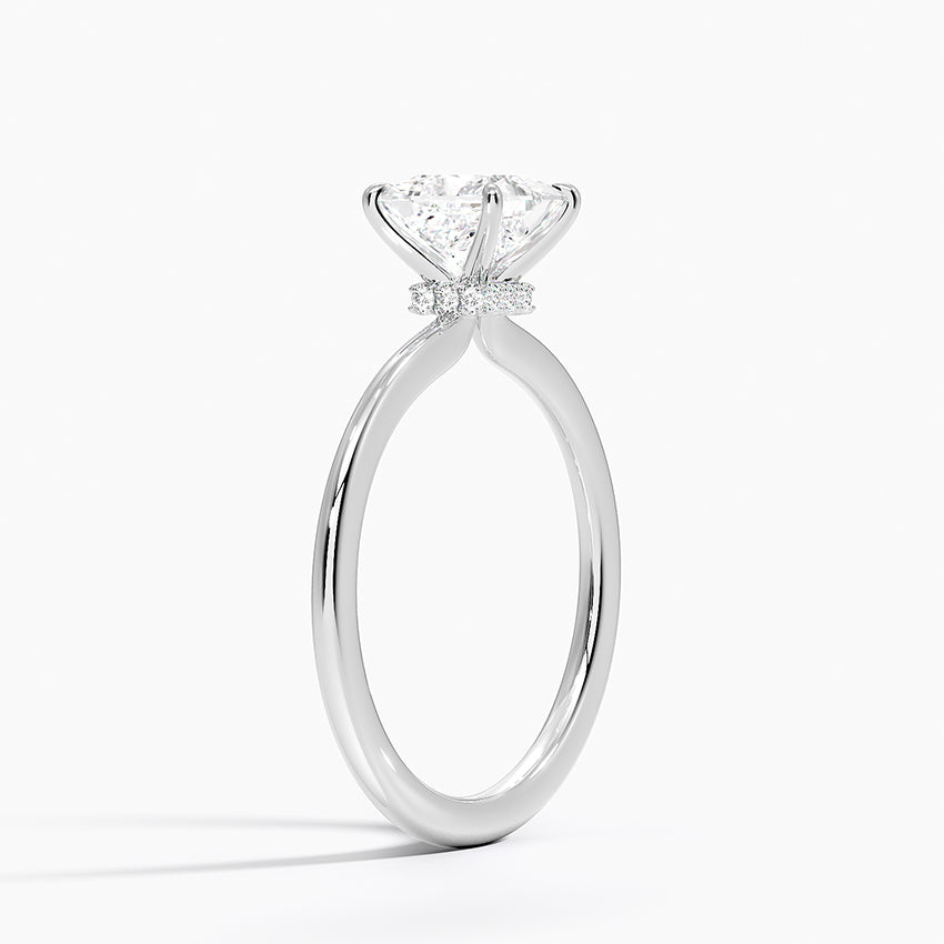Petite Secret Halo Diamond Ring Platinum Princess Engagement Ring