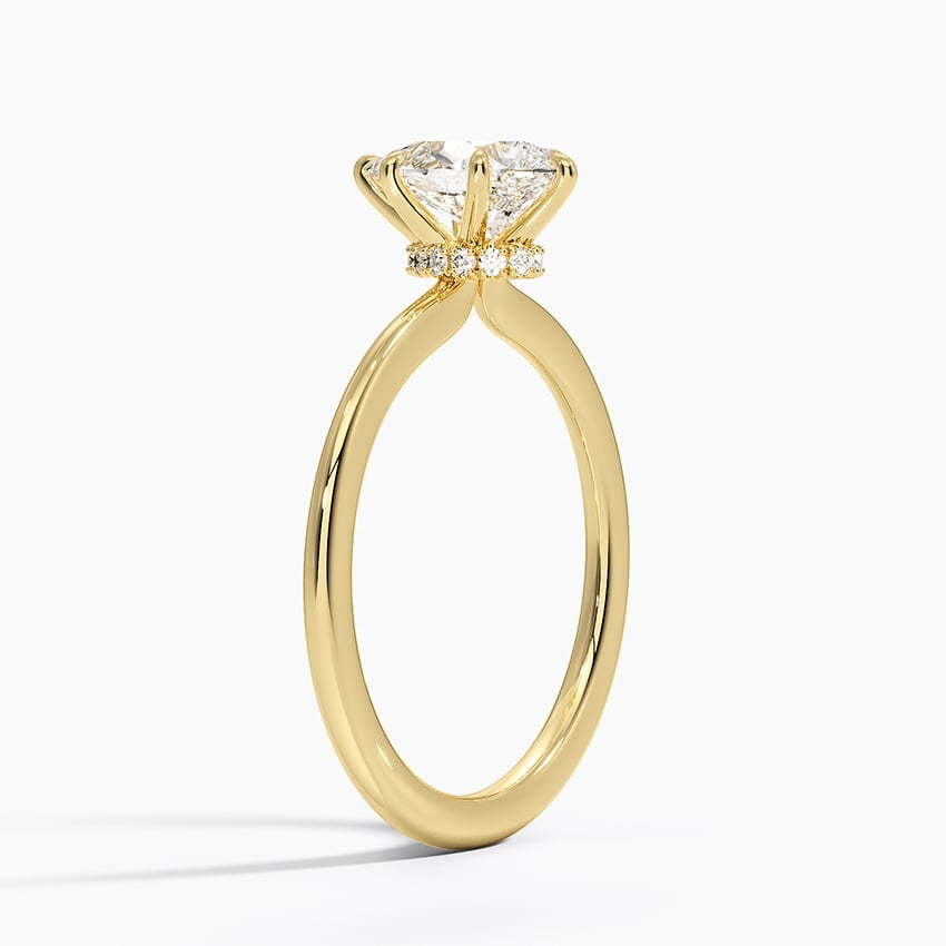 Petite Secret Halo Diamond Ring Yellow Gold 18k Pear Engagement Ring