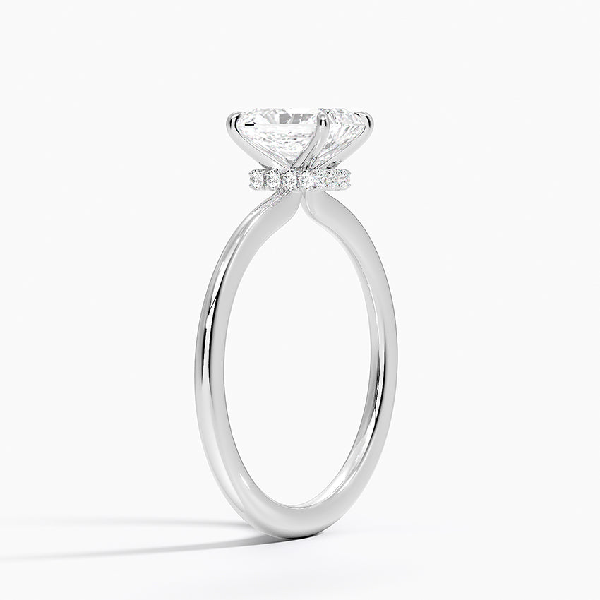 Petite Secret Halo Diamond Ring Platinum Radiant Engagement Ring