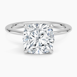 Petite Secret Halo Diamond Ring Platinum Cushion Engagement Ring
