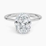 Petite Secret Halo Diamond Ring Platinum Oval Engagement Ring