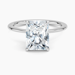 Petite Secret Halo Diamond Ring Platinum Radiant Engagement Ring