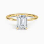 Petite Secret Halo Diamond Ring Yellow Gold 18k Emerald Engagement Ring