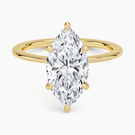 Petite Secret Halo Diamond Ring Yellow Gold 18k Marquise Engagement Ring