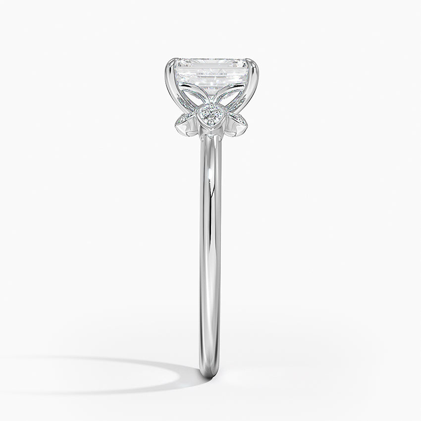 Fiore Diamond Ring Platinum Emerald Engagement Ring