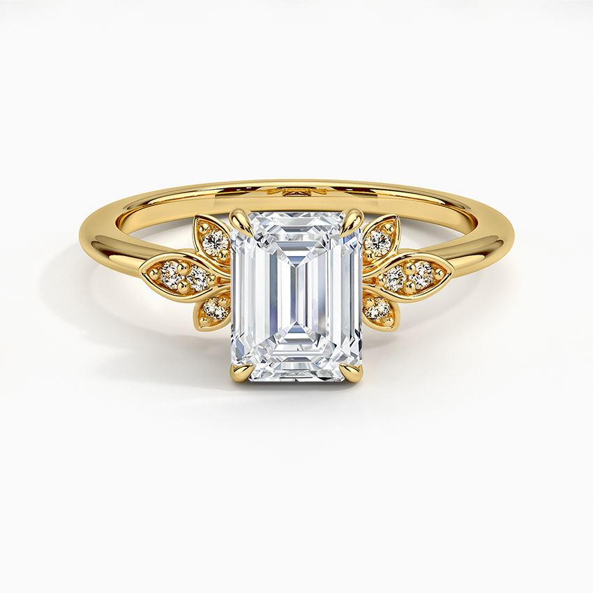 Fiore Diamond Ring Yellow Gold 18k Emerald Engagement Ring