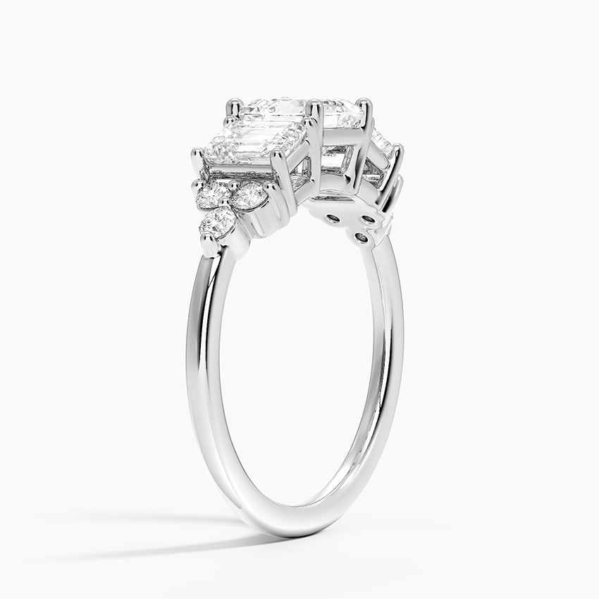 Sabine Cluster Diamond Ring Platinum Asscher Engagement Ring