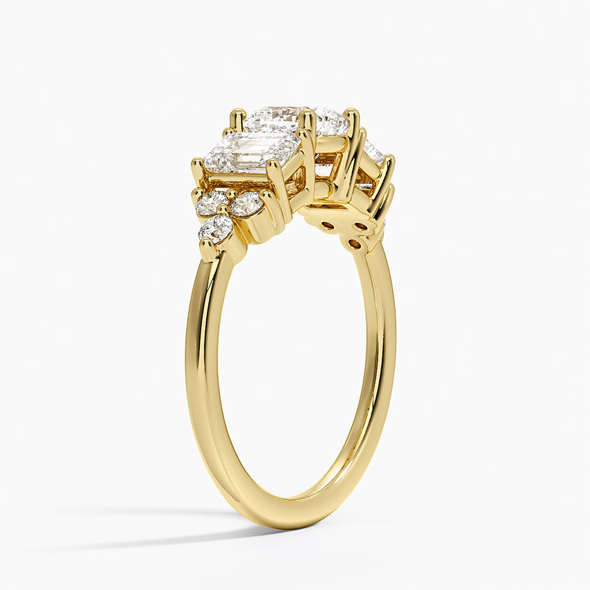 Sabine Cluster Diamond Ring Yellow Gold 18k Cushion Engagement Ring
