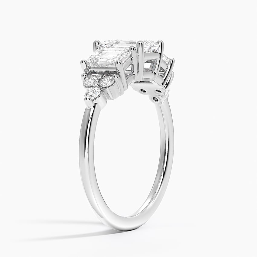 Sabine Cluster Diamond Ring Platinum Emerald Engagement Ring