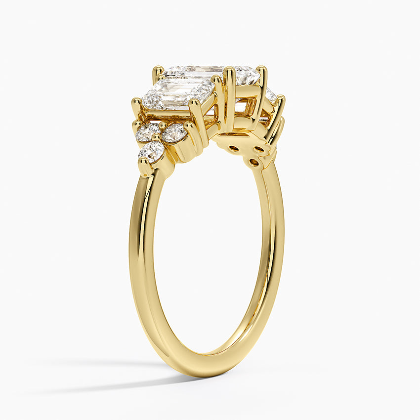 Sabine Cluster Diamond Ring Yellow Gold 18k Emerald Engagement Ring