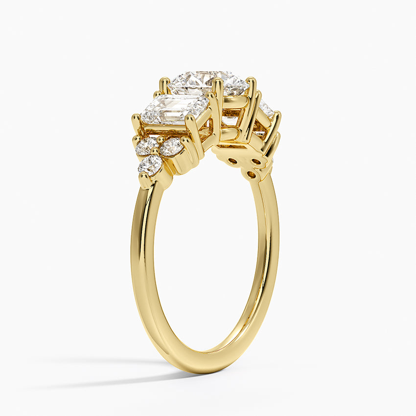 Sabine Cluster Diamond Ring Yellow Gold 18k Round Engagement Ring