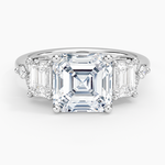 Sabine Cluster Diamond Ring Platinum Asscher Engagement Ring