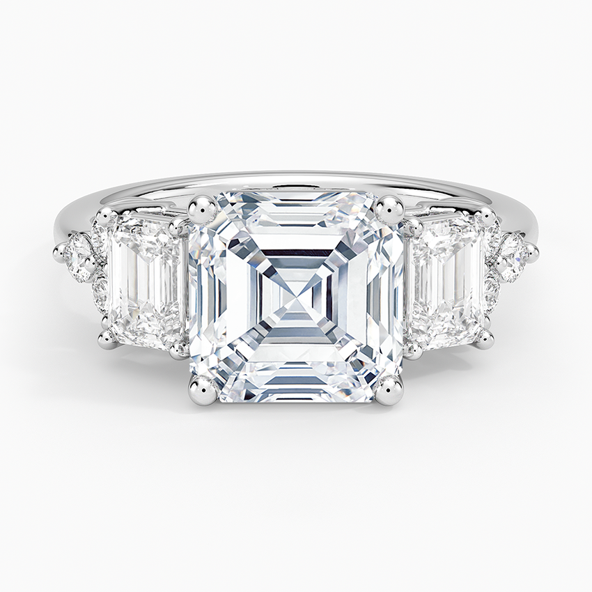 Sabine Cluster Diamond Ring Platinum Asscher Engagement Ring