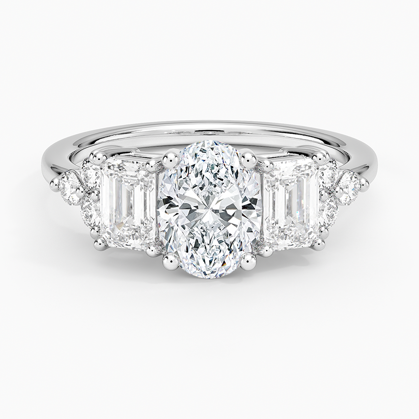 Sabine Cluster Diamond Ring Platinum Oval Engagement Ring
