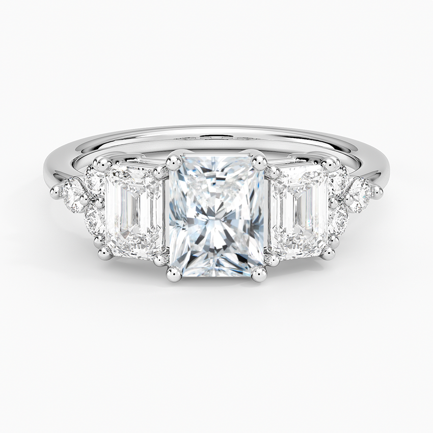 Sabine Cluster Diamond Ring Platinum Radiant Engagement Ring