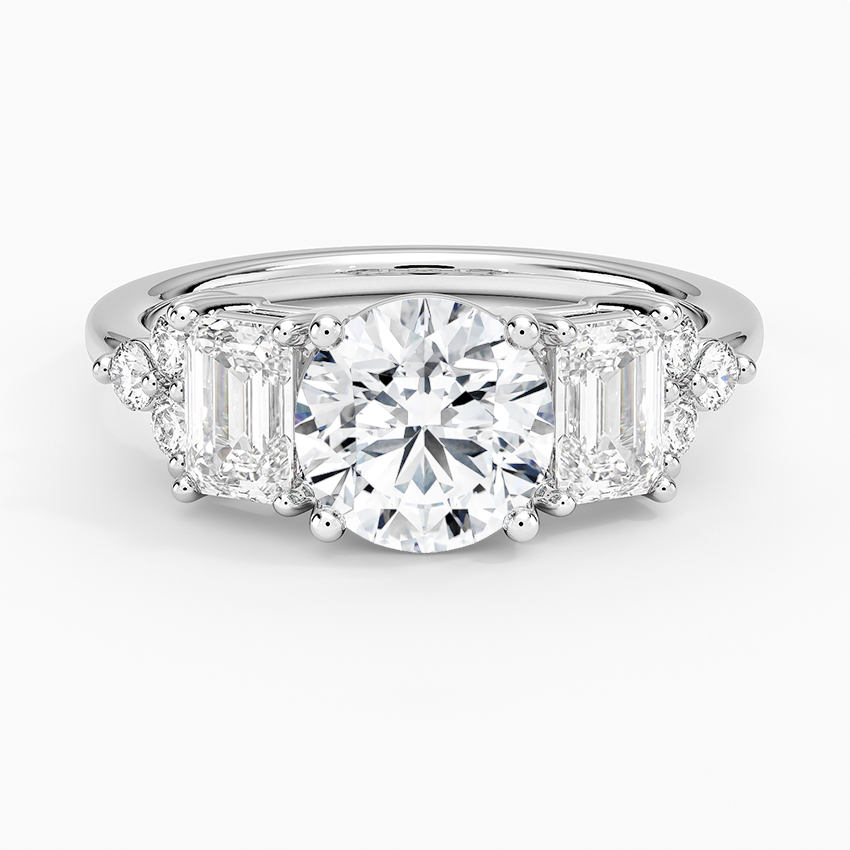 Sabine Cluster Diamond Ring Platinum Round Engagement Ring