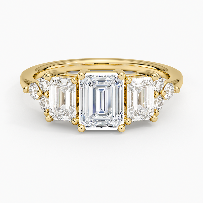 Sabine Cluster Diamond Ring Yellow Gold 18k Emerald Engagement Ring