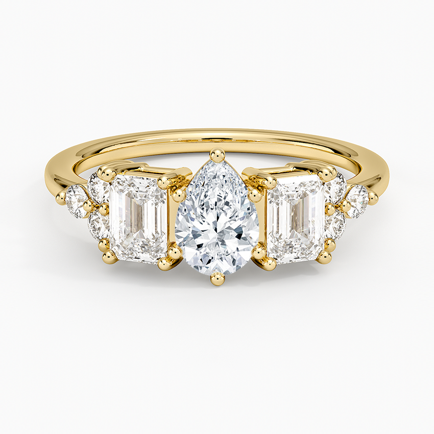 Sabine Cluster Diamond Ring Yellow Gold 18k Pear Engagement Ring