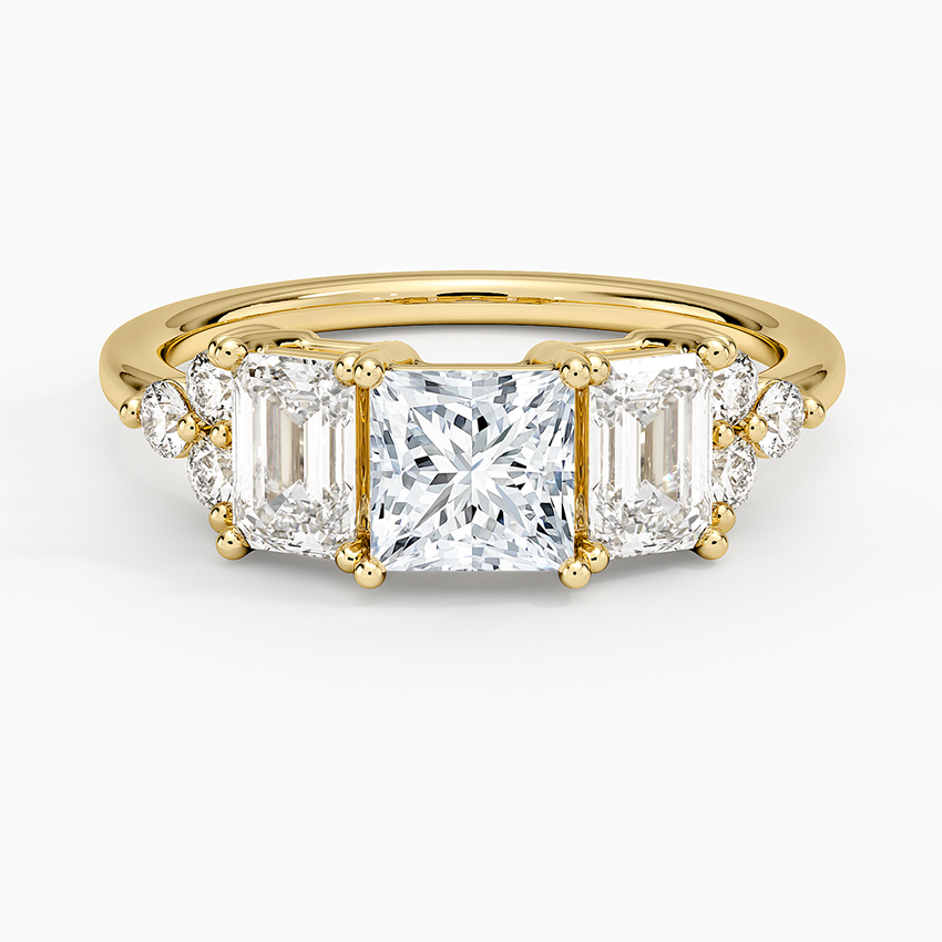 Sabine Cluster Diamond Ring Yellow Gold 18k Princess Engagement Ring