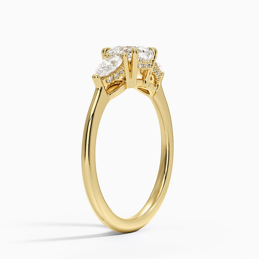Adorned Opera Three Stone Diamond Ring (1/2 ct. tw.) Yellow Gold 18k Cushion Engagement Ring