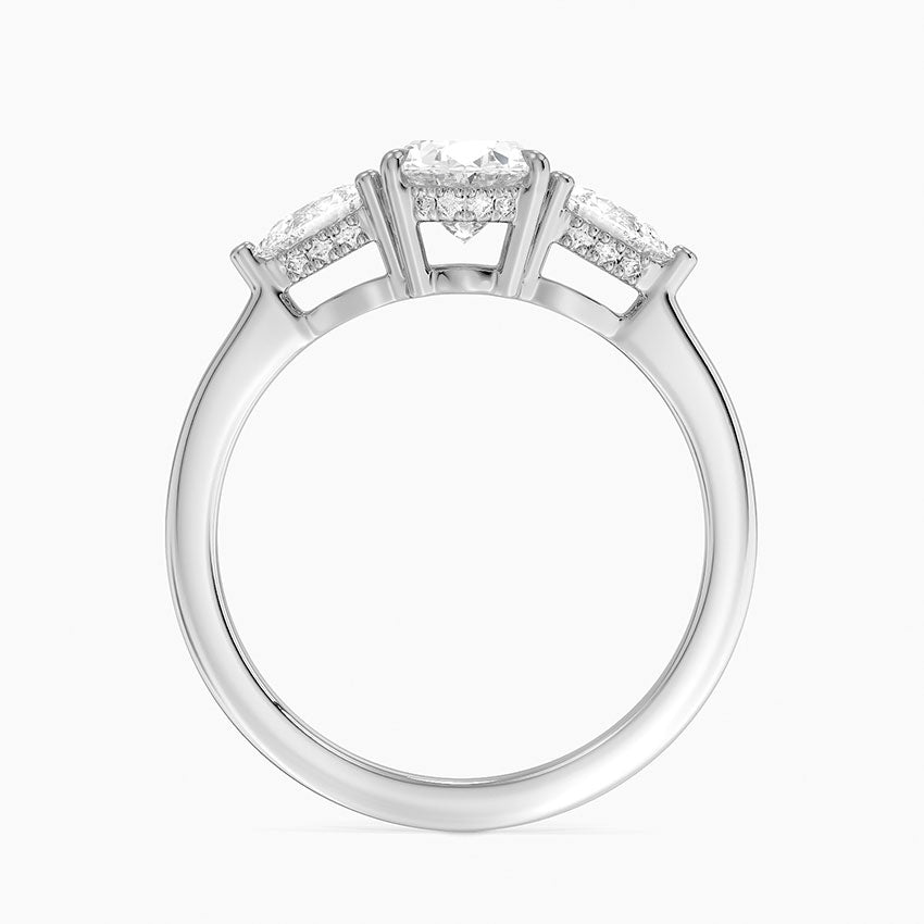 Adorned Opera Three Stone Diamond Ring (1/2 ct. tw.) Platinum Oval Engagement Ring