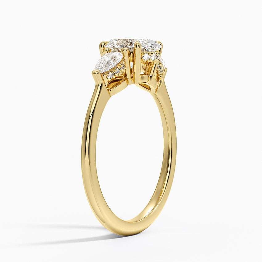 Adorned Opera Three Stone Diamond Ring (1/2 ct. tw.) Yellow Gold 18k Oval Engagement Ring