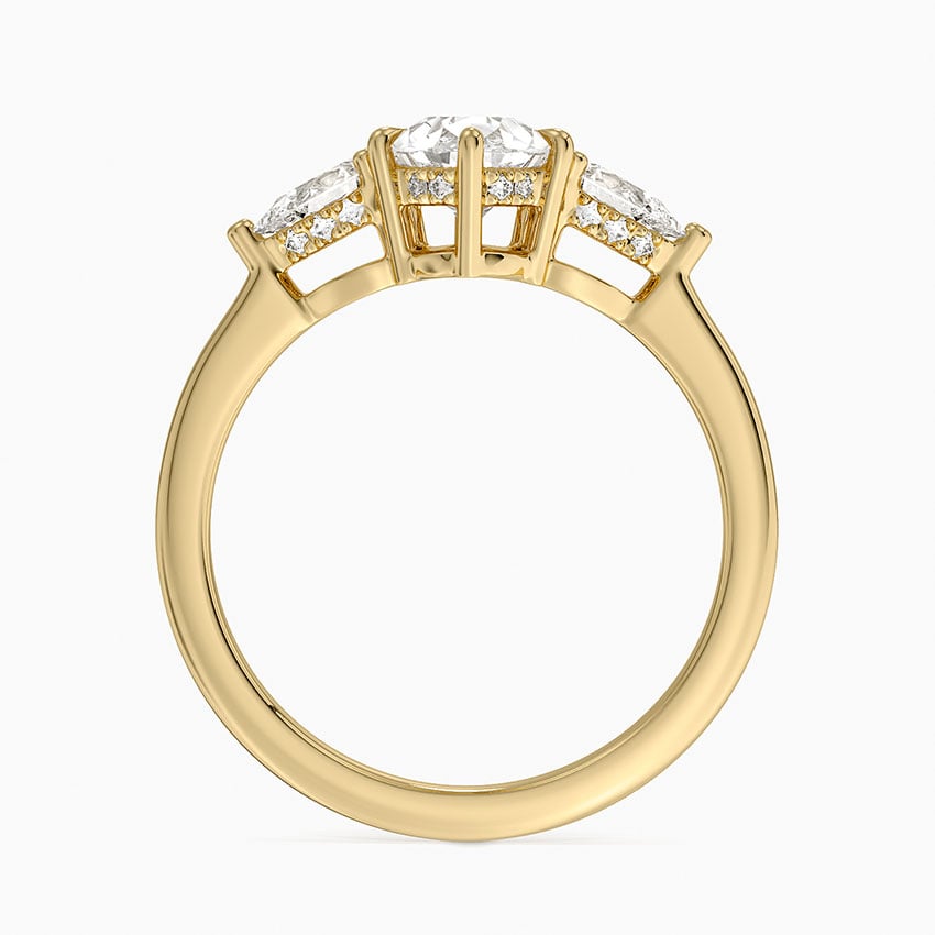 Adorned Opera Three Stone Diamond Ring (1/2 ct. tw.) Yellow Gold 18k Pear Engagement Ring