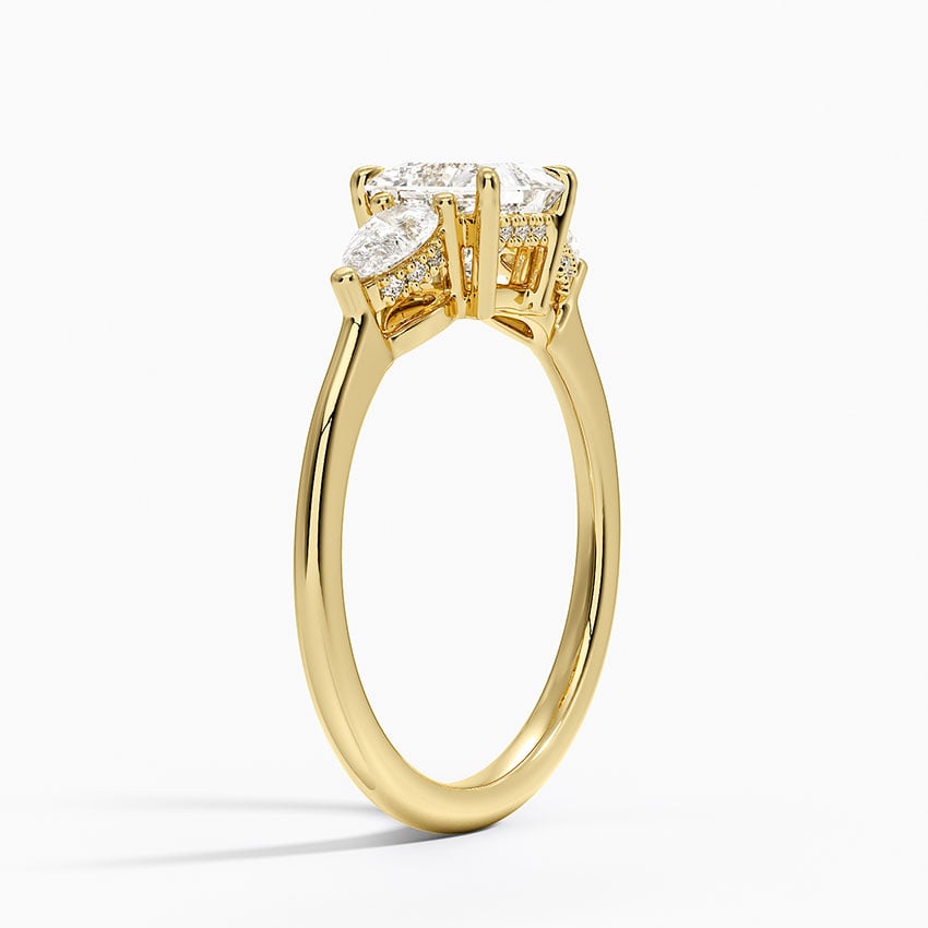 Adorned Opera Three Stone Diamond Ring (1/2 ct. tw.) Yellow Gold 18k Princess Engagement Ring