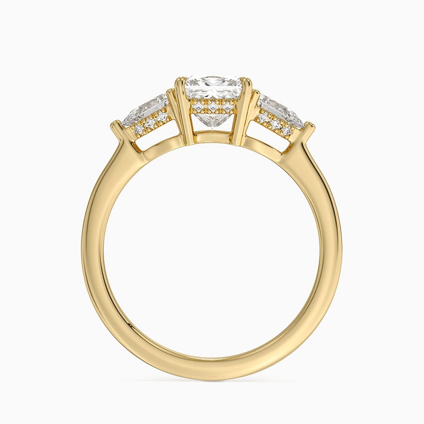 Adorned Opera Three Stone Diamond Ring (1/2 ct. tw.) Yellow Gold 18k Princess Engagement Ring