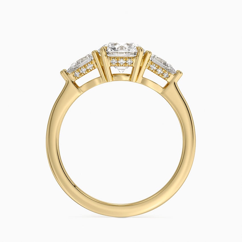 Adorned Opera Three Stone Diamond Ring (1/2 ct. tw.) Yellow Gold 18k Round Engagement Ring