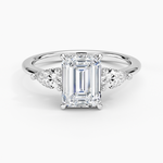 Adorned Opera Three Stone Diamond Ring (1/2 ct. tw.) Platinum Emerald Engagement Ring