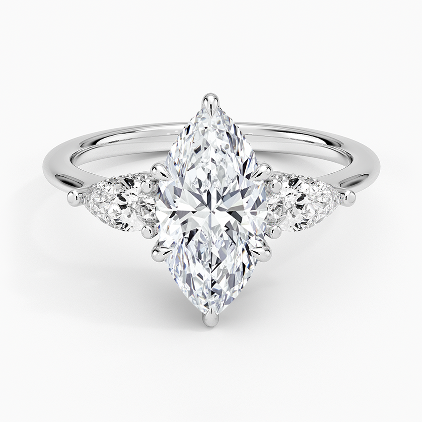 Adorned Opera Three Stone Diamond Ring (1/2 ct. tw.) Platinum Marquise Engagement Ring
