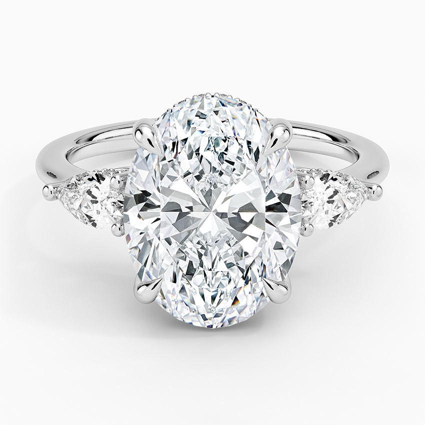 Adorned Opera Three Stone Diamond Ring (1/2 ct. tw.) Platinum Oval Engagement Ring