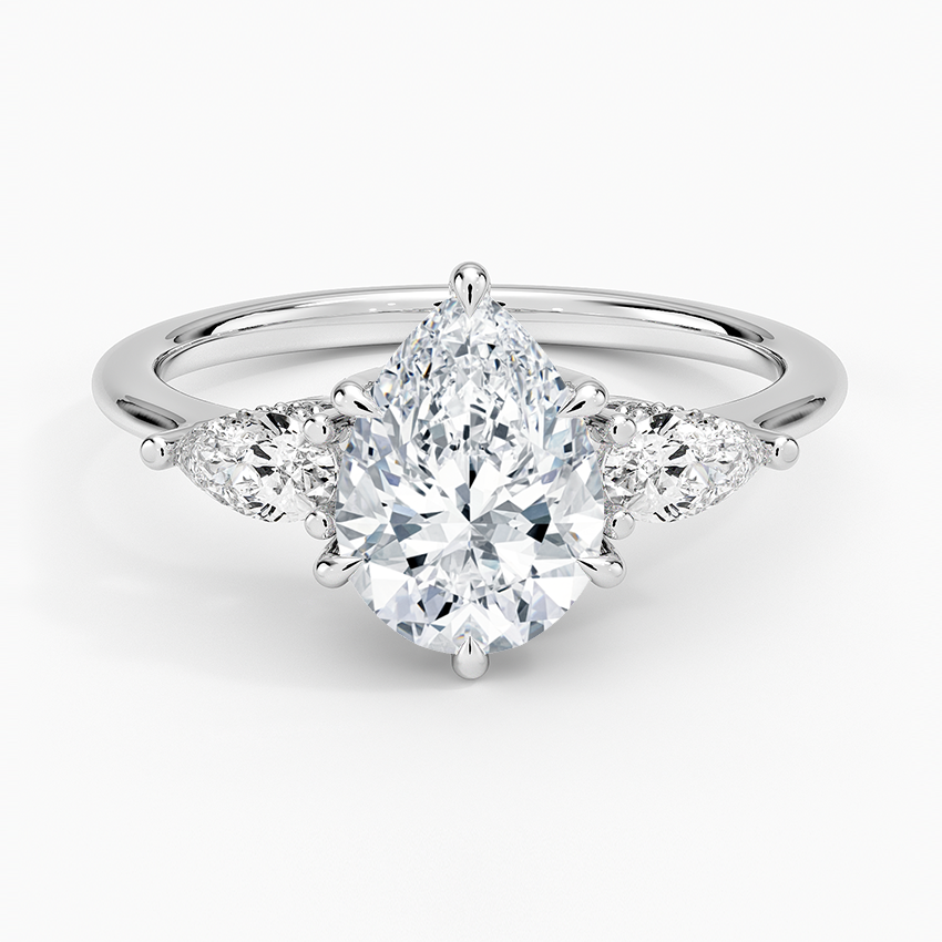 Adorned Opera Three Stone Diamond Ring (1/2 ct. tw.) Platinum Pear Engagement Ring